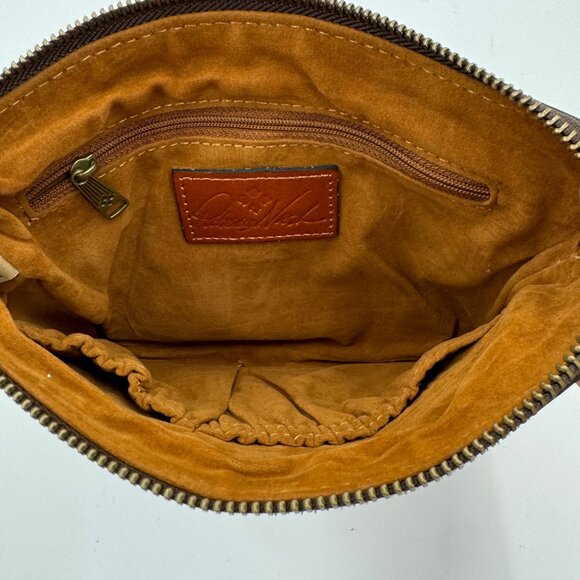 Patrica Nash CassinEmbossed Leather Wristlet Clutch Bag With Zipper & Wrist Stra - Picture 6 of 15